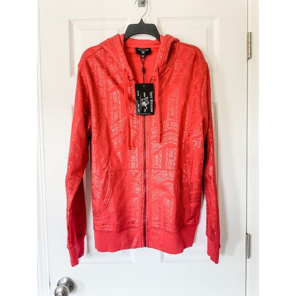 NWT True Religion All Over Zip Up Hooded Jacket - Picture 6 of 9